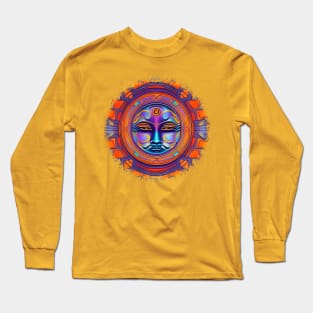 New World Gods (17) - Mesoamerican Inspired Psychedelic Art Long Sleeve T-Shirt